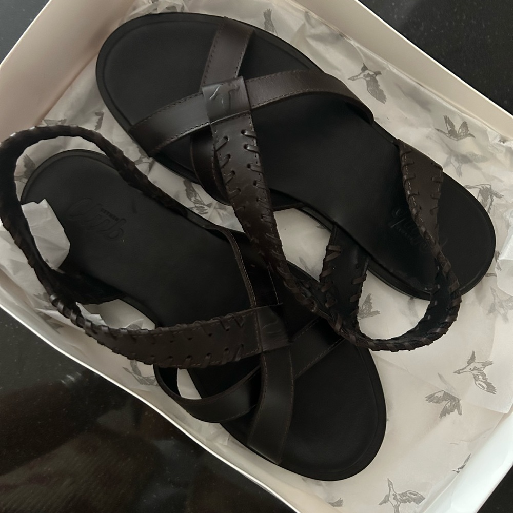 Dark brown unused leather sandals for men